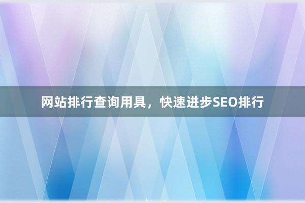 网站排行查询用具，快速进步SEO排行